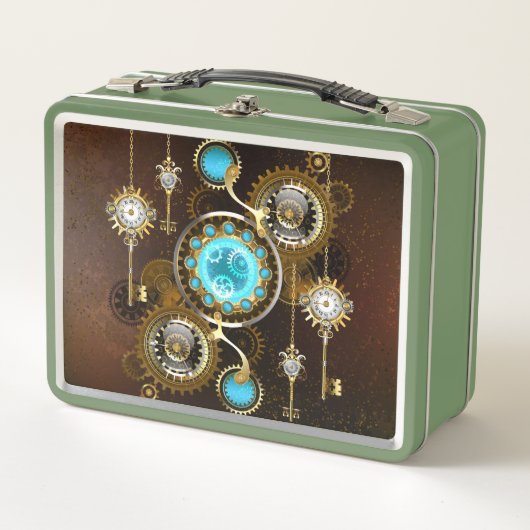 Steampunk Rusty Background met Turquoise Lenses (Voorkant)