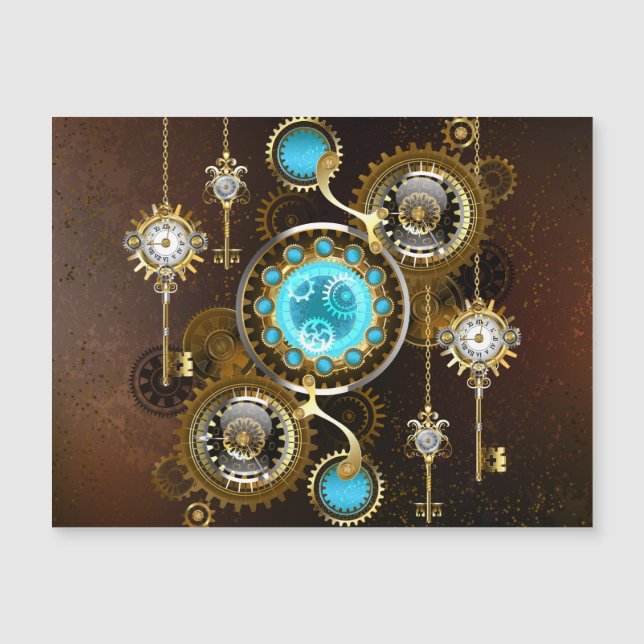 Steampunk Rusty Background met Turquoise Lenses (Voorkant)