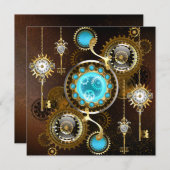 Steampunk Rusty Background met Turquoise Lenses Aankondiging (Voorkant / Achterkant)