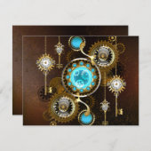 Steampunk Rusty Background met Turquoise Lenses Aankondiging (Voorkant / Achterkant)