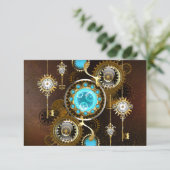 Steampunk Rusty Background met Turquoise Lenses Aankondiging (Staand voorkant)