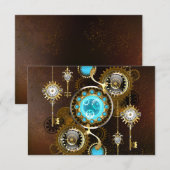 Steampunk Rusty Background met Turquoise Lenses Aankondiging (Voorkant / Achterkant)