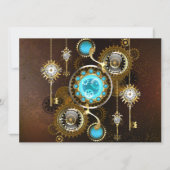 Steampunk Rusty Background met Turquoise Lenses Aankondiging (Voorkant)