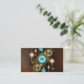 Steampunk Rusty Background met Turquoise Lenses Advieskaart (Staand voorkant)