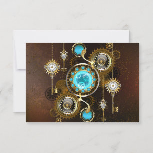 Steampunk Rusty Background met Turquoise Lenses Advieskaart