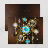 Steampunk Rusty Background met Turquoise Lenses Advieskaart (Voorkant / Achterkant)