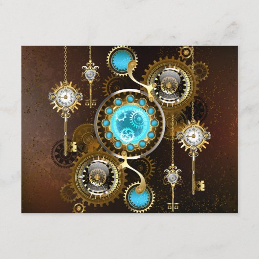 Steampunk Rusty Background met Turquoise Lenses Advieskaart (Voorkant)