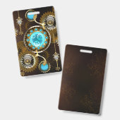 Steampunk Rusty Background met Turquoise Lenses Badge (Voor- en achterkant)