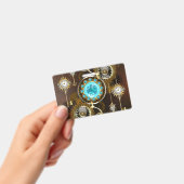Steampunk Rusty Background met Turquoise Lenses Badge (Handheld)