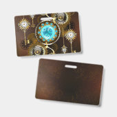 Steampunk Rusty Background met Turquoise Lenses Badge (Voor- en achterkant)