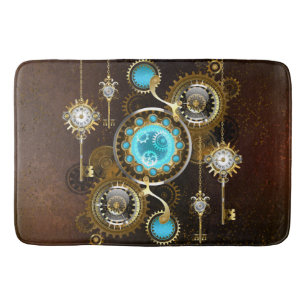 Steampunk Rusty Background met Turquoise Lenses Badmat