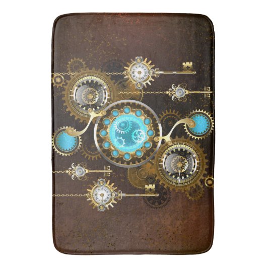 Steampunk Rusty Background met Turquoise Lenses Badmat (Voorkant Verticaal)