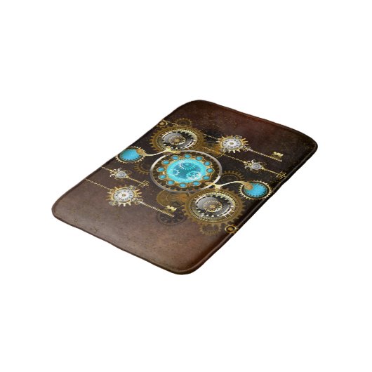 Steampunk Rusty Background met Turquoise Lenses Badmat (Gekanteld)