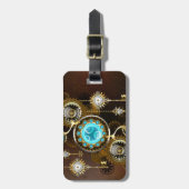Steampunk Rusty Background met Turquoise Lenses Bagagelabel (Voorkant verticaal)