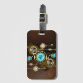 Steampunk Rusty Background met Turquoise Lenses Bagagelabel (Voorkant (verticaal))