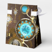 Steampunk Rusty Background met Turquoise Lenses Bedankdoosjes (Achterkant)