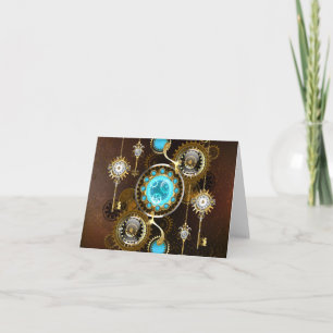 Steampunk Rusty Background met Turquoise Lenses Bedankkaart