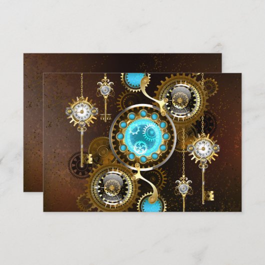 Steampunk Rusty Background met Turquoise Lenses Bedankkaart (Voorkant / Achterkant)