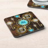 Steampunk Rusty Background met Turquoise Lenses Bier Onderzetter (Linkerzijde)