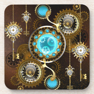 Steampunk Rusty Background met Turquoise Lenses Bier Onderzetter
