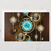 Steampunk Rusty Background met Turquoise Lenses Briefpapier (Voorkant / Achterkant)