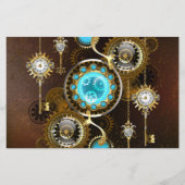 Steampunk Rusty Background met Turquoise Lenses Briefpapier (Voorkant)