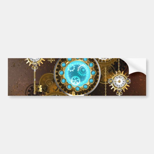Steampunk Rusty Background met Turquoise Lenses Bumpersticker (Voorkant)