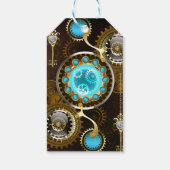 Steampunk Rusty Background met Turquoise Lenses Cadeaulabel (Achterkant)