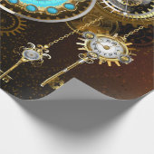 Steampunk Rusty Background met Turquoise Lenses Cadeaupapier (Hoek)