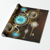 Steampunk Rusty Background met Turquoise Lenses Cadeaupapier (Uitgerold)