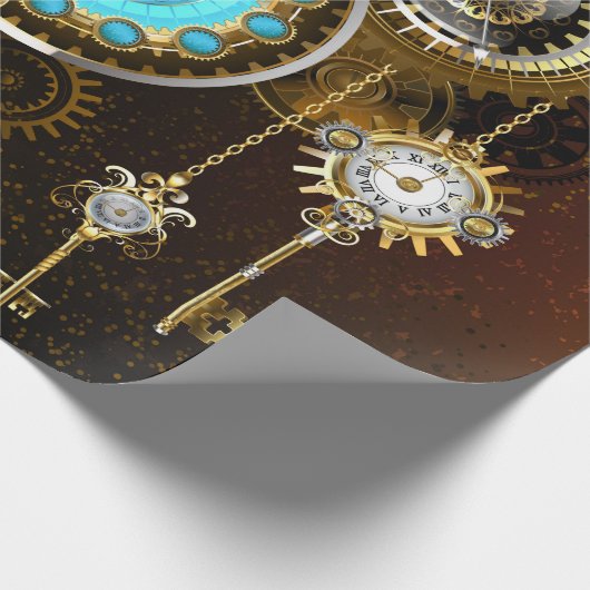 Steampunk Rusty Background met Turquoise Lenses Cadeaupapier (Hoek)