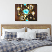 Steampunk Rusty Background met Turquoise Lenses Canvas Afdruk (Insitu (Slaapkamer))