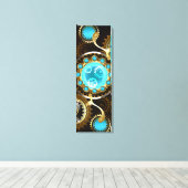 Steampunk Rusty Background met Turquoise Lenses Canvas Afdruk (Insitu (Houten vloer))