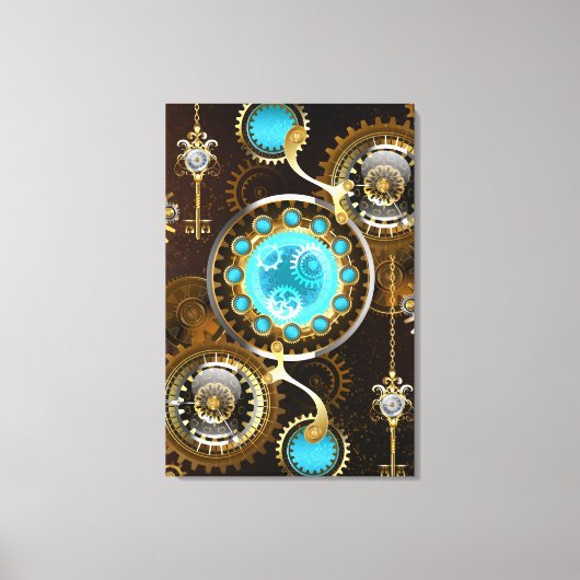 Steampunk Rusty Background met Turquoise Lenses Canvas Afdruk (Voorkant)