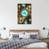 Steampunk Rusty Background met Turquoise Lenses Canvas Afdruk (Insitu (Slaapkamer))