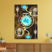 Steampunk Rusty Background met Turquoise Lenses Canvas Afdruk (Insitu (Woonkamer))