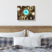Steampunk Rusty Background met Turquoise Lenses Canvas Afdruk (Insitu (Slaapkamer))