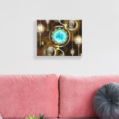 Steampunk Rusty Background met Turquoise Lenses Canvas Afdruk (Insitu (Woonkamer))