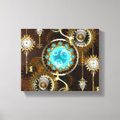 Steampunk Rusty Background met Turquoise Lenses Canvas Afdruk (Voorkant)
