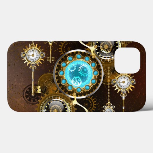 Steampunk Rusty Background met Turquoise Lenses Case-Mate iPhone Case (Achterkant (horizontaal))