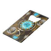 Steampunk Rusty Background met Turquoise Lenses Creditkaart Flessenopener (Achterkant Gekanteld)