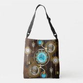 Steampunk Rusty Background met Turquoise Lenses Crossbody Tas (Achterkant)