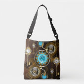 Steampunk Rusty Background met Turquoise Lenses Crossbody Tas (Voorkant)