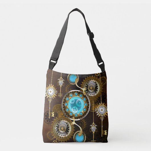 Steampunk Rusty Background met Turquoise Lenses Crossbody Tas (Voorkant)