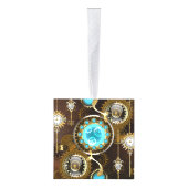 Steampunk Rusty Background met Turquoise Lenses Decoratie (Rechts)