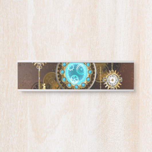 Steampunk Rusty Background met Turquoise Lenses Deurbordje (Voorkant)