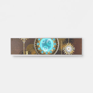 Steampunk Rusty Background met Turquoise Lenses Deurbordje