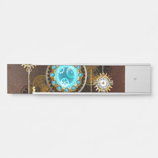 Steampunk Rusty Background met Turquoise Lenses Deurbordje (Voorkant)