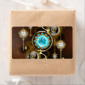 Steampunk Rusty Background met Turquoise Lenses Etiket (Insitu)