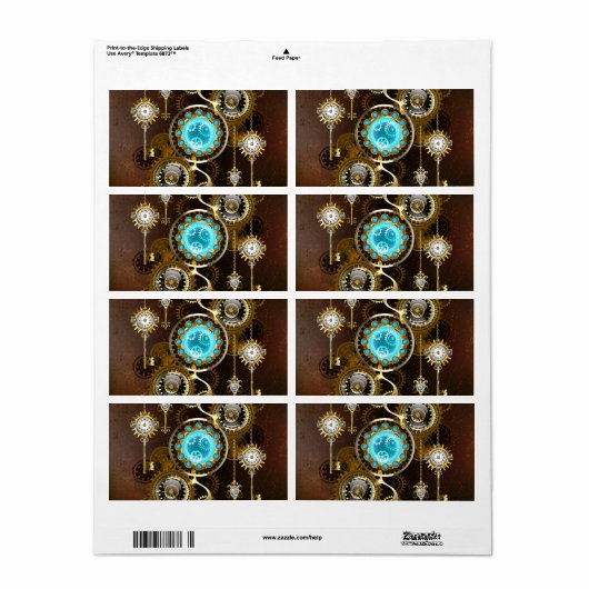 Steampunk Rusty Background met Turquoise Lenses Etiket (Full Sheet)